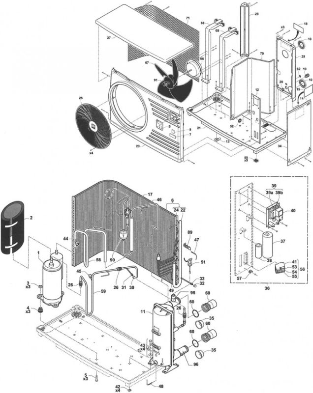 Vue éclatée pièces détachées Pompe a chaleur Zodiac POWERPAC 3 (W20POWERPAC3M)