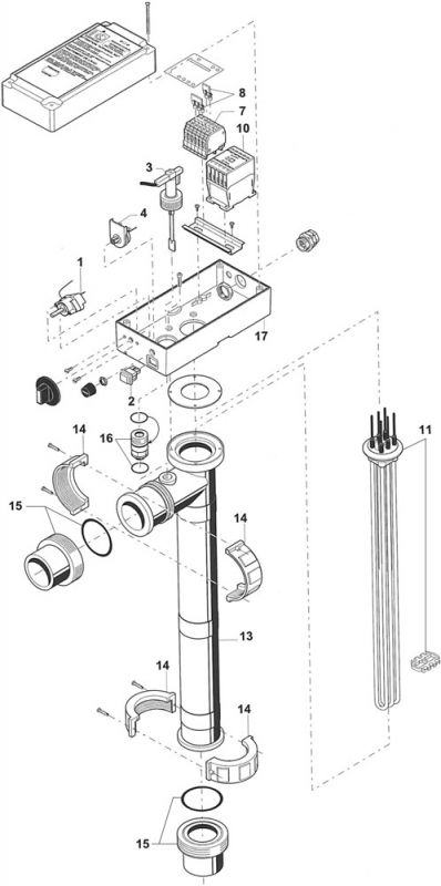 Vue éclatée pièces détachées Rechauffeur Zodiac RE/L 12kW (W40LE12)